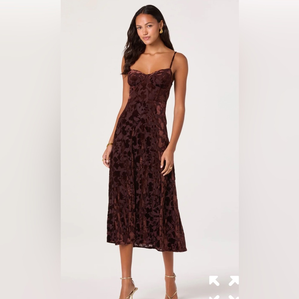 ASTR Velvet Floral Burnout Bustier Dress